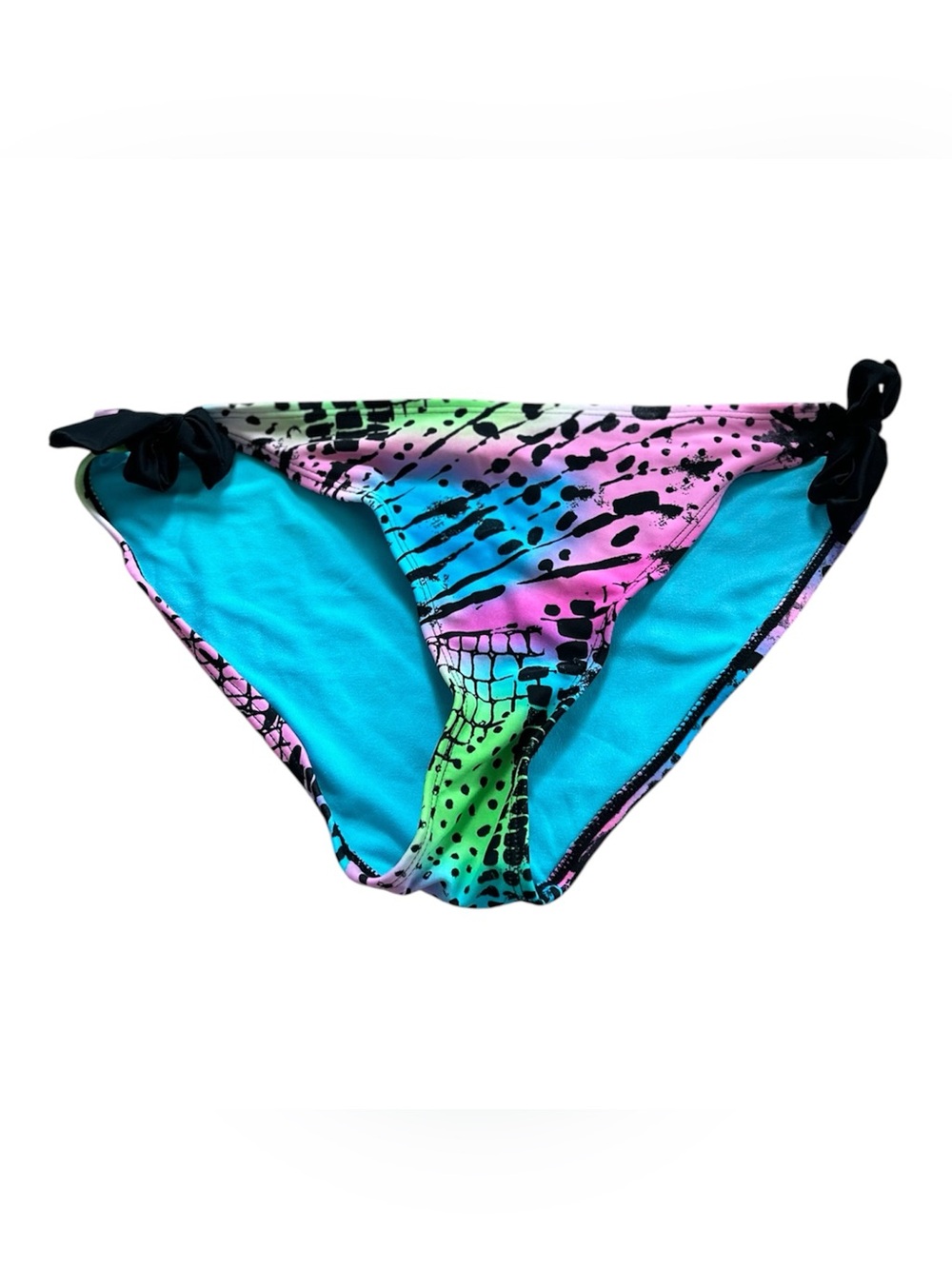 🆕Mudd Pink and Black Printed Bikini Bottom with Turquoise Lining